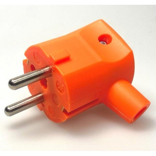 Угловая кабельная вилка с защит. контактом и 2-й системой заземления CEE7/VII,16A 2P+E 250V, оранжевый