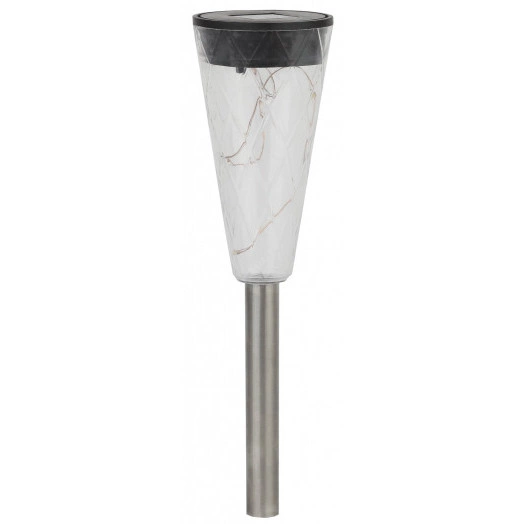 Садовый светильник на солнечной батарее, сталь, пластик, прозрачный, черный, 35 с SL-SS35-GLOW-1 ЭРА