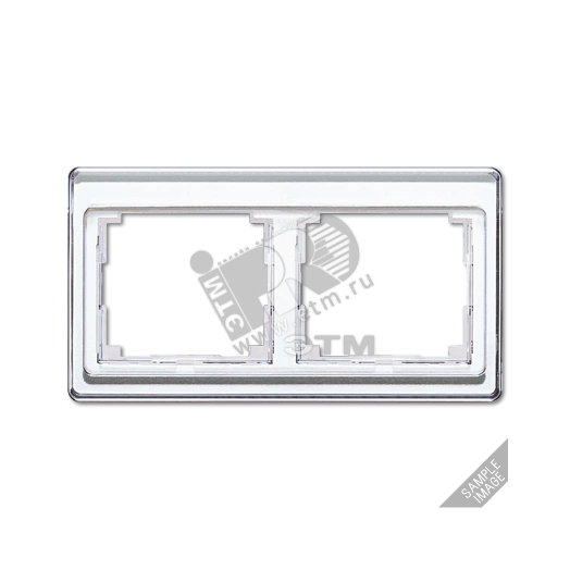 Рамка 2 поста горизонтальная серебро