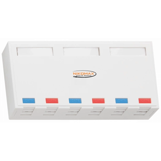 Корпус настенной розетки 6 портов под модули Keystone со шторками белый