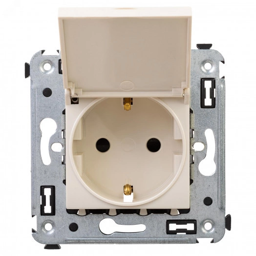 Avanti Розетка с крышкой в стену, 2P+E, ''Ванильная дымка''