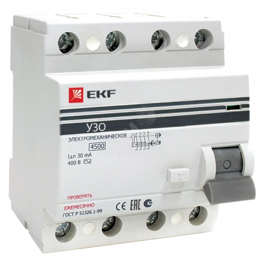 Выключатель дифференциального тока (УЗО)  ВД-100 4P 50А/100мА (электромеханическое) EKF PROxima