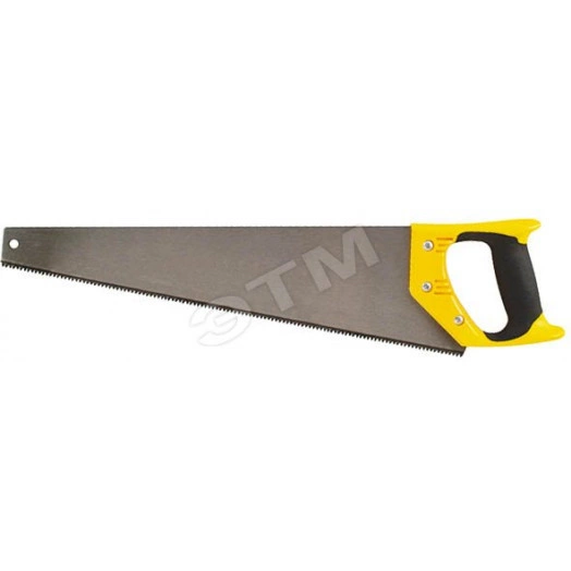 Ножовка по дереву, средний каленый зуб 7 ТPI, 2D заточка, пластиковая прорезиненная ручка 400 мм