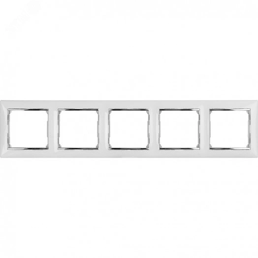 VALENA Рамка 5 постов горизонтальный монтаж белая/серебро