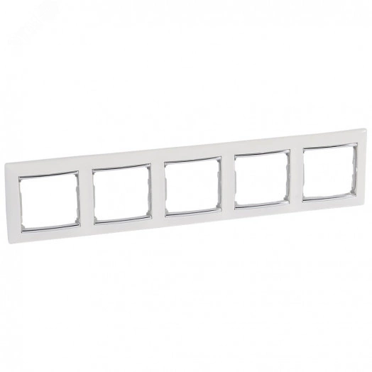 VALENA Рамка 5 постов горизонтальный монтаж белая/серебро