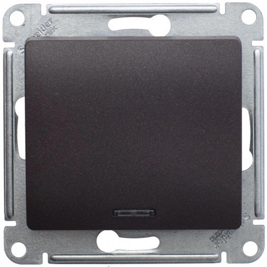 GLOSSA Переключатель одноклавишный с подсветкой схема 6а шоколад в рамку