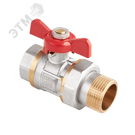 Кран шаровой полнопроходной с полусгоном 3/4' ВН, бабочка