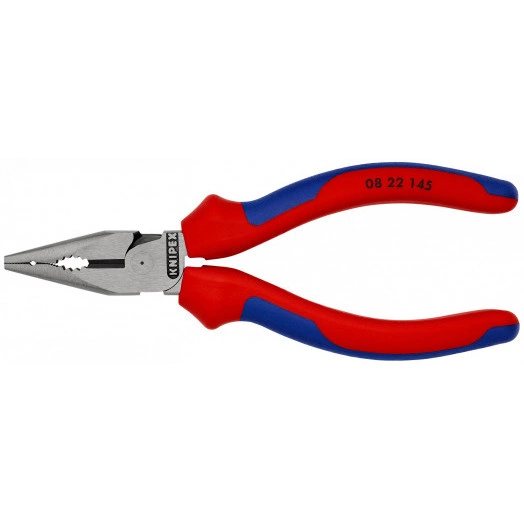 Пассатижи остроконечные с удлиненными губками резка - проволока средней твердости 3мм твердая проволока 2мм кабель 8мм (16мм) L=145мм двухкомпонентные рукоятки блистер цвет черный