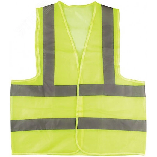 Жилет сигнальный желтый, 2 горизонтальные и 2 вертикальные полосы, 60 гр, размер XL