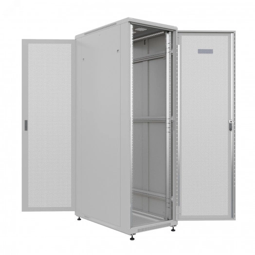 Шкаф напольный универсальный серверный NTSS R 42U 600х1000мм, 4 профиля 19, двери перфорированная и перфорированная, боковые стенки съемные, регулируемые опоры, разобранный, серый RAL 7035