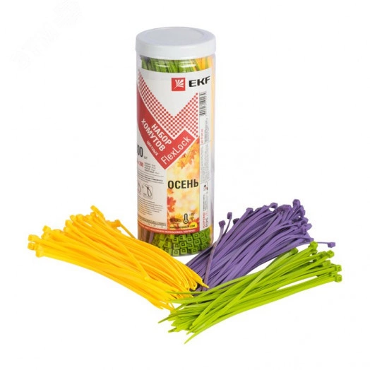 Набор хомутов цветных Осень (300 шт.) 3.6х200 FlexLock PROxima