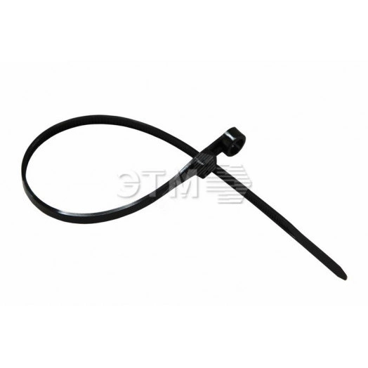 Хомут-стяжкa нейлоновая под винт 220x4,3 мм, черная, упаковка 100 шт