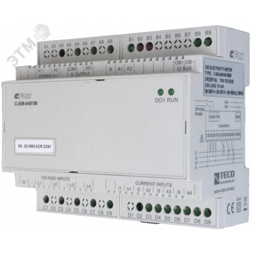 Быстродействующий электросчетчик 35 A. C-EM-0401M-P035, CIB, питание 230 V AC/DC, 4x U, 4x I, 4x трансформатор тока JP5W