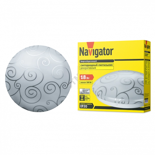 Светильник светодиодный ДБО-18Вт 4000К 960Лм IP20 круглый пластиковый рисунок узоры