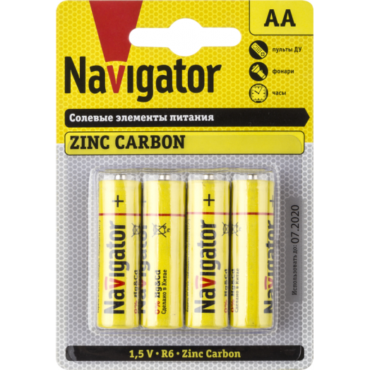Элемент питания солевой 94 758 NBT-NS-R6-BP4 (блист.4шт) Navigator 94758
