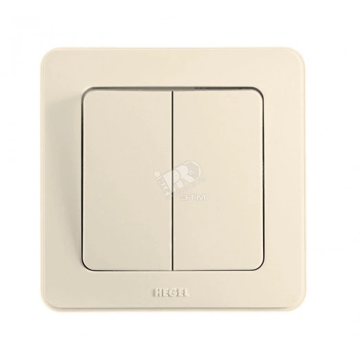 Выключатель двухклавишный скрытый слоновая кость 16А