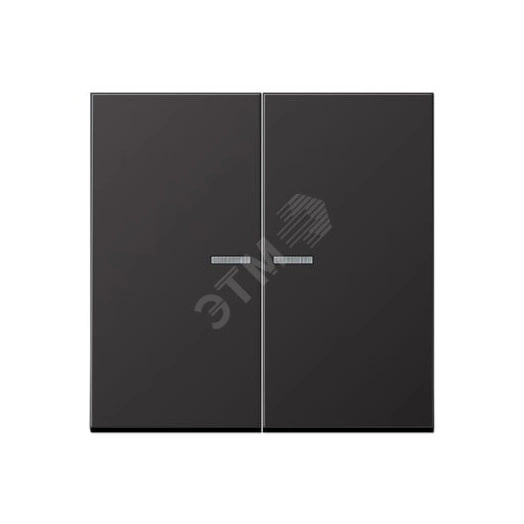 Клавиша 2-я для выключателей и кнопок  с окошком для подсветки. Серия LS990  Материал- металл  Цвет- алюминий дарк