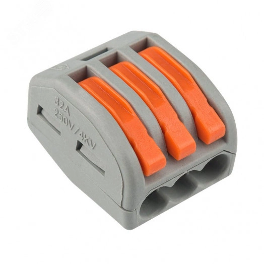 Клемма универсальная СМК 222-413, 3-проводная серая 0.08-2.5 4 кв мм