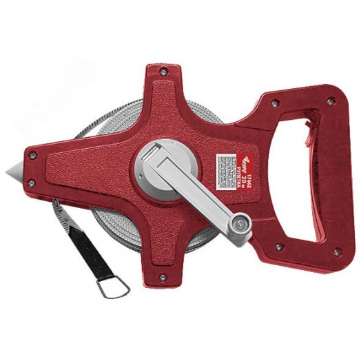 Рулетка землемерная, красный открытый корпус, фибергласовая лента 30 м