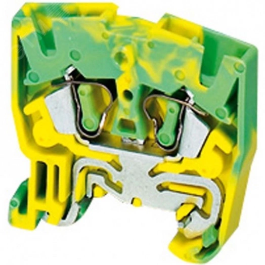 Миниклеммник пружинный 15мм с заземлением 2тчк 2.5мм.кв желто-зеленый