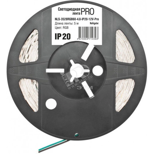 Лента светодиодная LEDх60/м 5м 4.8w/m 12в.Pro RGB