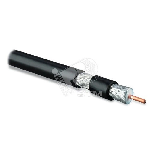 Кабель коаксиальный RG-11, 75 Ом, жила - 14 AWG, черный ПВХ (от -20°C дo +80°C), общий диаметр 10.16мм, PVC