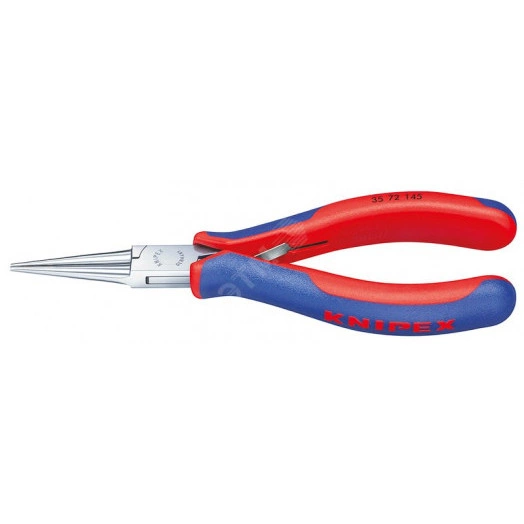 Длинногубцы захватные для электроники круглые губки L-145 мм 2-компонентные рукоятки KN-3572145