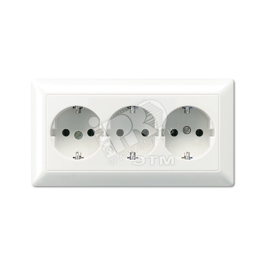 Розетка штепсельная SCHUKO 16A 250V тройная полная плата белая