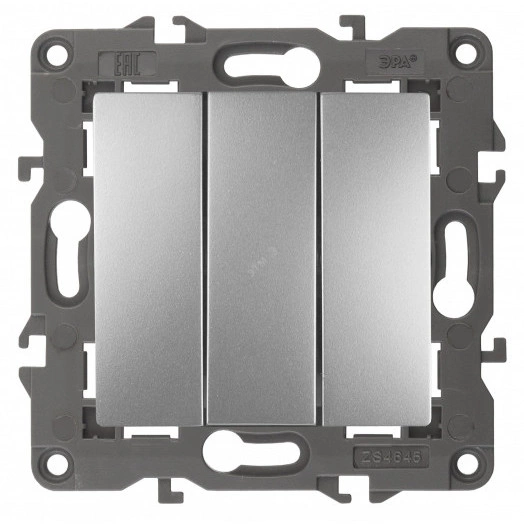 Выключатель тройной, 10АХ-250В, Эра Elegance, алюминий,14-1107-03