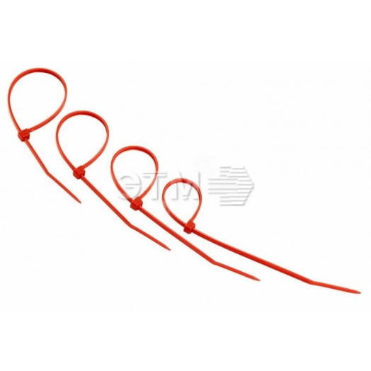 Хомут-стяжкa нeйлонoвая 150x2,5 мм, красная, упаковка 25 шт