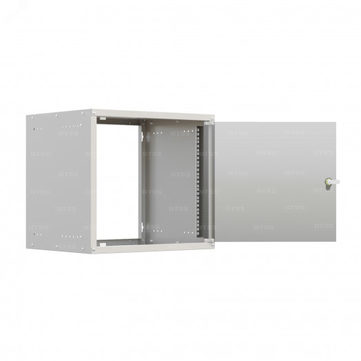 Шкаф настенный телекоммуникационный NTSS LIME 15U 550х600х770мм, 2 профиля 19, дверь стеклянная, боковые стенки несъемные, разобранный, серый RAL 7035
