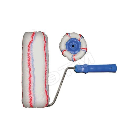 Валик полиакриловый нитяной, Профи, белый с серыми и красными полосами, бюгель 8 мм, диаметр 48/84 мм, ворс 18 мм, 180 мм