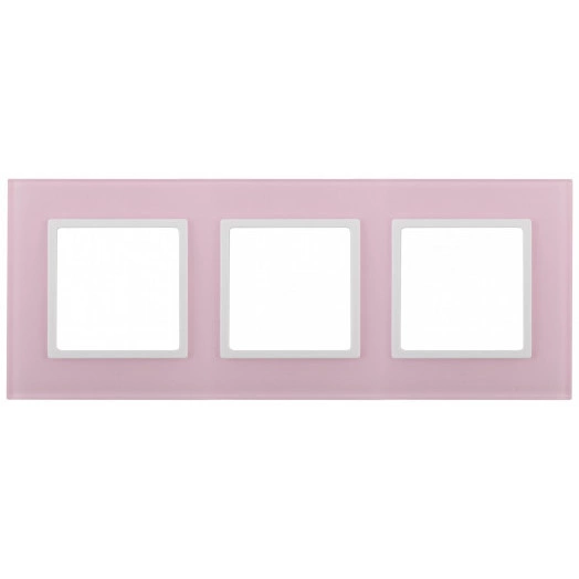 Рамка на 3 поста, стекло, Эра Elegance, розовый+бел, 14-5103-30