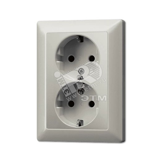 Розетка штепсельная SCHUKO 16A 250V сдвоенная благородная сталь