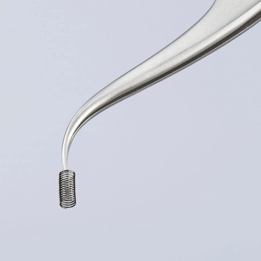 Пинцет захватный прецизионный особо тонкие серповидные губки под 45° L-120 мм хромоникелевая нержавеющая сталь антимагнитный кислотостойкий KN-923229