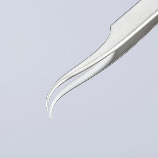 Пинцет захватный прецизионный особо тонкие серповидные губки под 45° L-120 мм хромоникелевая нержавеющая сталь антимагнитный кислотостойкий KN-923229