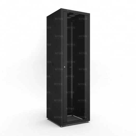 Шкаф напольный телекоммуникационный NTSS RS 47U 600х600мм, 4 профиля 19, двери стекло и сплошная металл, регулируемые опоры, боковые стенки съемные, разобранный, черный RAL 9005