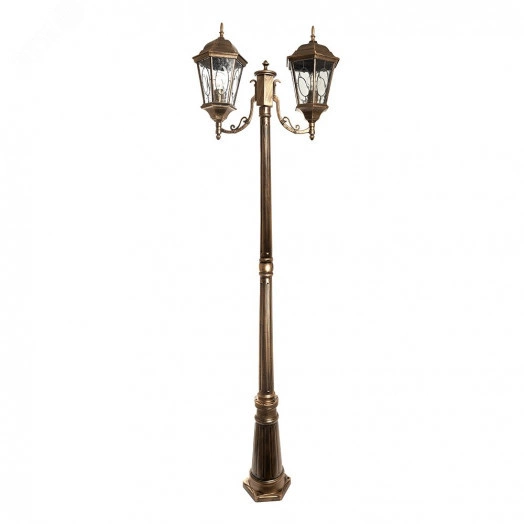 Светильник НТУ-2х60w столб-2м.Е27,IP44,чер.зол.   Feron