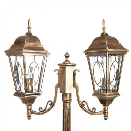 Светильник НТУ-2х60w столб-2м.Е27,IP44,чер.зол.   Feron