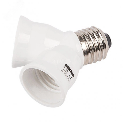 Разветвитель цокольный  Е27-2хЕ27 белый