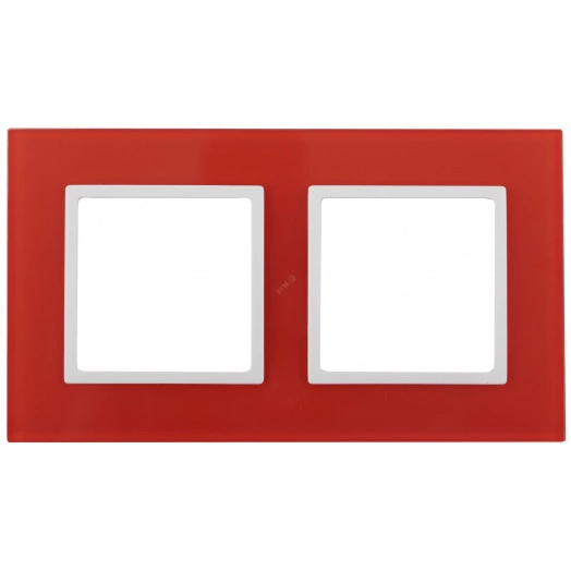 Рамка на 2 поста, стекло, Эра Elegance, красный+бел, 14-5102-23