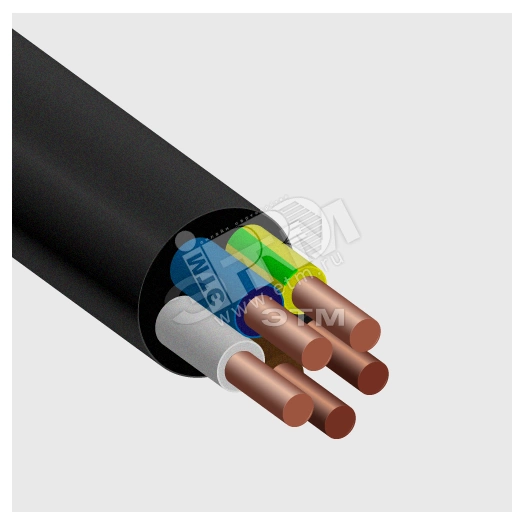Кабель силовой ВВГнг(А) 5х4 (ок)(N, PE)-0.66 однопроволочный