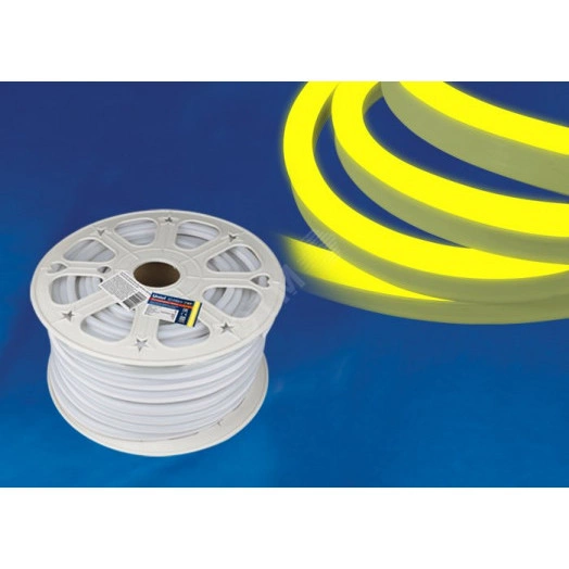 ULS-N21-2835-120LED/m-8mm-IP67-220V-8W/m-50M-YELLOW Светодиодная гибкая герметичная лента. NEON. Бобина 50 м. Желтый свет. TM Uniel