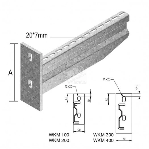 Консоль для больших нагрузок, высота - 175 мм, ширина - 325 мм, кратность - 1шт, HD - Оцинкованная сталь (методом горячего цинкования)