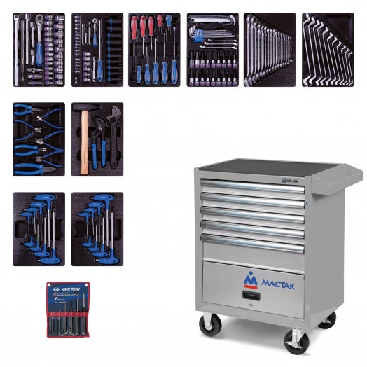 Набор инструментов в серой тележке, 173 предмета