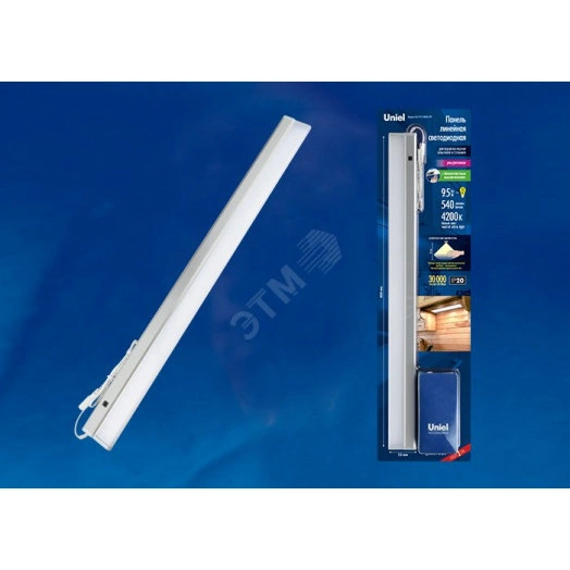 ULI-F41-9,5W4200K/DIM SENSOR IP20 SILVER Панель линейная светодиодная ультратонкая, с бесконтактным выключателем, диммер.600х53х14мм. 540Lm. Серебристый. ТМ Uniel