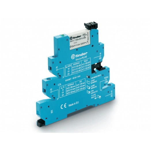 Интерфейсные модули реле MasterPLUS: Электромех. реле, Винтовые клеммы, Контакты AgNi, 1 группа конт.6A, 24VAC/DC