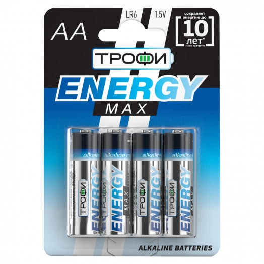 Элемент питания Трофи LR6-4BL ENERGY MAX Alkaline (40/640/20480)