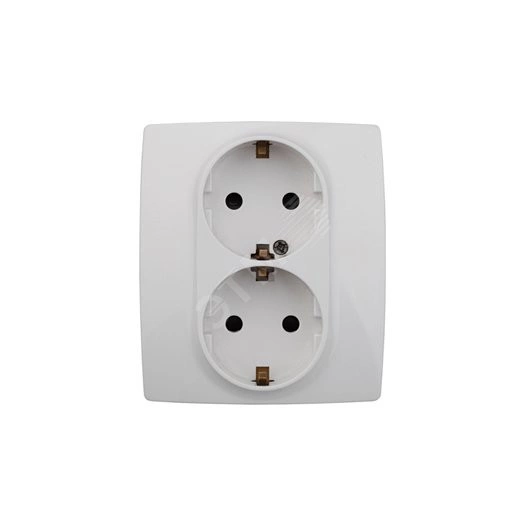 Розетка 2X2P+E Schuko со шторками, 16A-250В, Эра12, белый, 12-2104-01