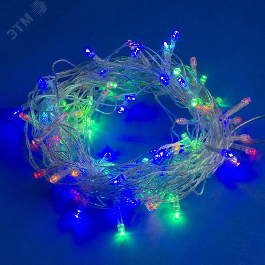 Гирлянда светодиодная 10м 100 светодиодов Разноцветный свет Провод прозрачный ULD-S1000-100/DTA MULTI IP20